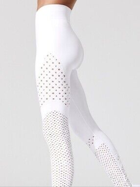 Carbon38 White High-Waist Laser-Cut Leggings